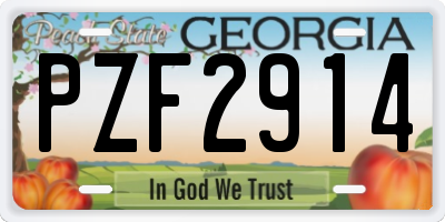 GA license plate PZF2914