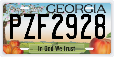 GA license plate PZF2928