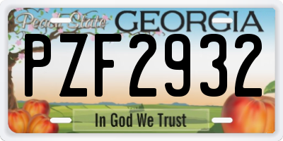 GA license plate PZF2932