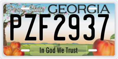 GA license plate PZF2937