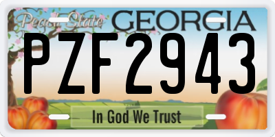 GA license plate PZF2943