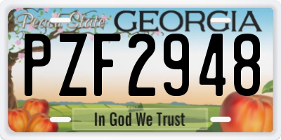 GA license plate PZF2948