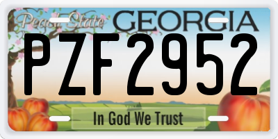 GA license plate PZF2952