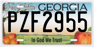 GA license plate PZF2955