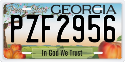 GA license plate PZF2956