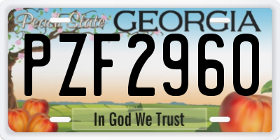 GA license plate PZF2960