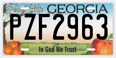 GA license plate PZF2963