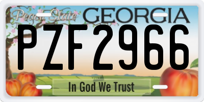 GA license plate PZF2966