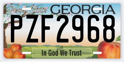 GA license plate PZF2968