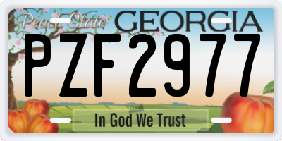 GA license plate PZF2977