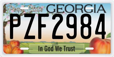 GA license plate PZF2984