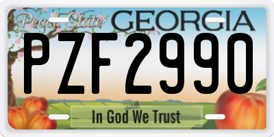 GA license plate PZF2990