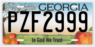 GA license plate PZF2999