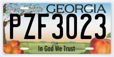 GA license plate PZF3023
