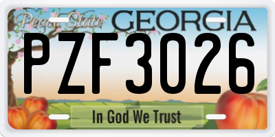 GA license plate PZF3026