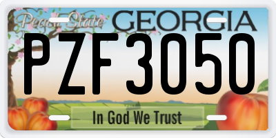 GA license plate PZF3050
