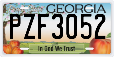 GA license plate PZF3052