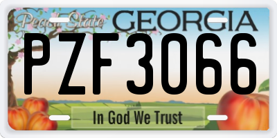 GA license plate PZF3066