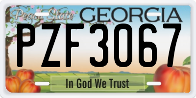 GA license plate PZF3067