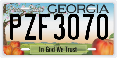 GA license plate PZF3070