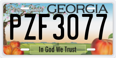 GA license plate PZF3077