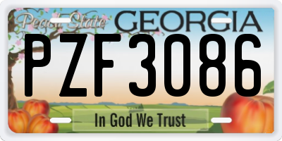 GA license plate PZF3086