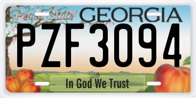 GA license plate PZF3094