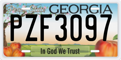 GA license plate PZF3097