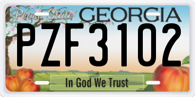 GA license plate PZF3102