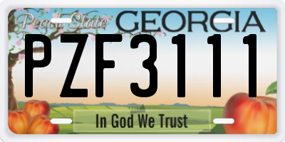 GA license plate PZF3111