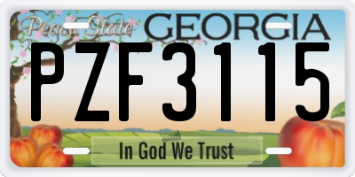 GA license plate PZF3115