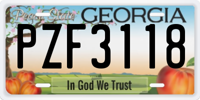 GA license plate PZF3118