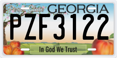 GA license plate PZF3122