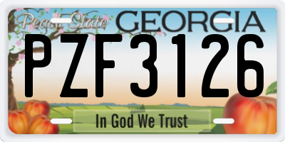 GA license plate PZF3126