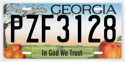 GA license plate PZF3128