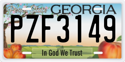 GA license plate PZF3149