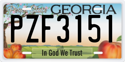 GA license plate PZF3151