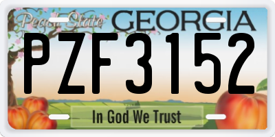 GA license plate PZF3152