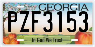 GA license plate PZF3153