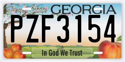 GA license plate PZF3154