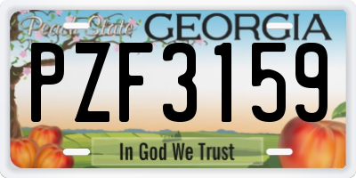 GA license plate PZF3159