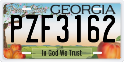 GA license plate PZF3162