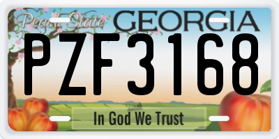 GA license plate PZF3168