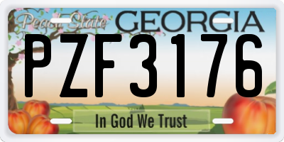 GA license plate PZF3176