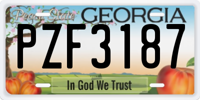 GA license plate PZF3187