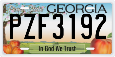 GA license plate PZF3192