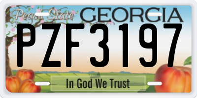 GA license plate PZF3197