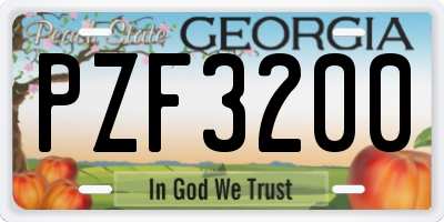 GA license plate PZF3200