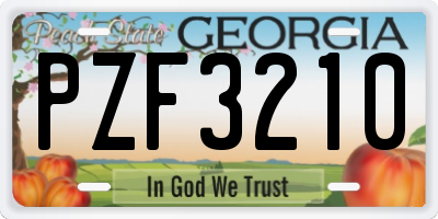 GA license plate PZF3210