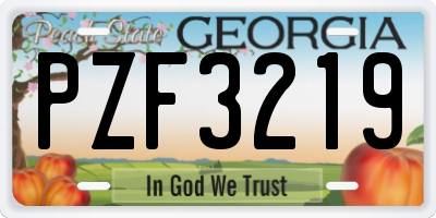 GA license plate PZF3219